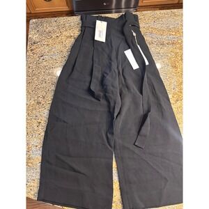 NWT Liviana Conti Wide Leg Cropped Pants Black‎ IT 38 US 2 High Waist Trousers